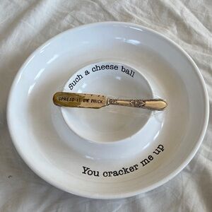 Cheese and Cracker Dish (tarnished spreader included)